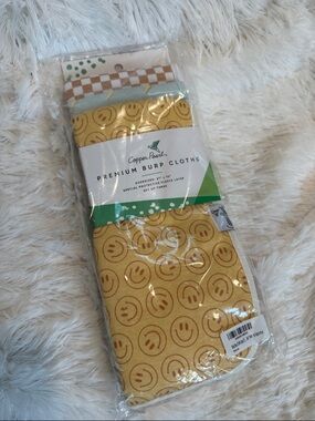 Copper Pearl Yellow Smiley Premium Burp Cloths - Set of 3